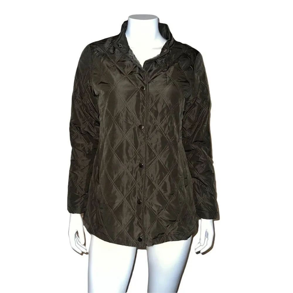 Christopher & Banks Brown Quilted Lined Jacket Small NWT